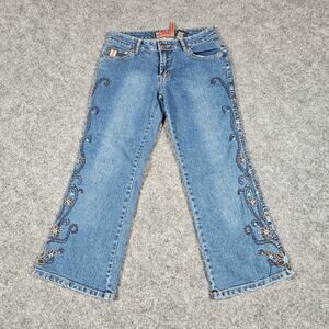 Gazoz Jeans Capris Womens Size 3/4 Embroidery 98% Cotton 2% Poly Pants